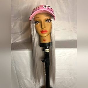 Bedazzled flower hat wig